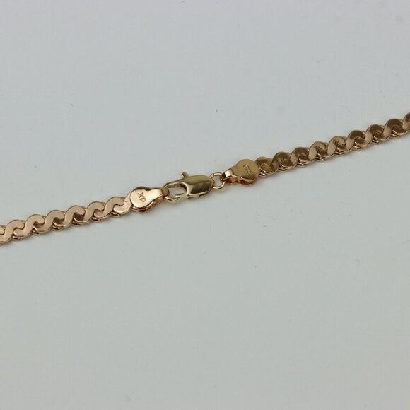 Elegant Rose Gold Wave Chain Necklace High-Gloss Finish, XPNL0260 - Picture 3 of 9